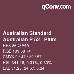 Farbcode: Australian Standard - Australian P 52 · Plum | qconv.com