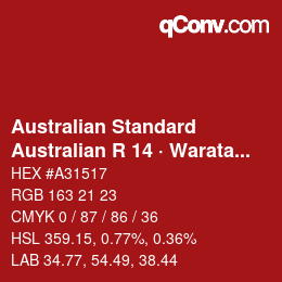 Code couleur: Australian Standard - Australian R 14 · Waratah | qconv.com