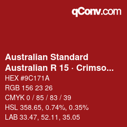 Farbcode: Australian Standard - Australian R 15 · Crimson | qconv.com