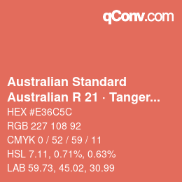 Farbcode: Australian Standard - Australian R 21 · Tangerine | qconv.com