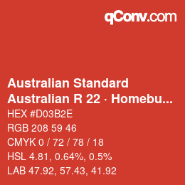 Farbcode: Australian Standard - Australian R 22 · Homebush Red | qconv.com