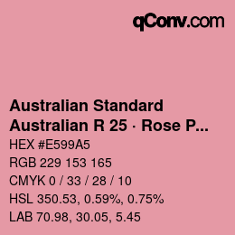 Color code: Australian Standard - Australian R 25 · Rose Pink | qconv.com