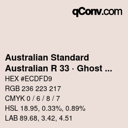 カラーコード: Australian Standard - Australian R 33 · Ghost Gum | qconv.com
