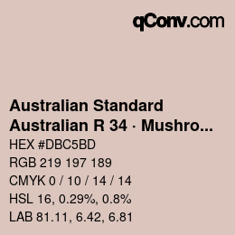Farbcode: Australian Standard - Australian R 34 · Mushroom Pink | qconv.com