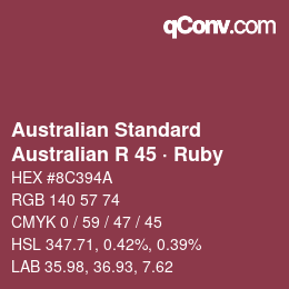 颜色代码: Australian Standard - Australian R 45 · Ruby | qconv.com