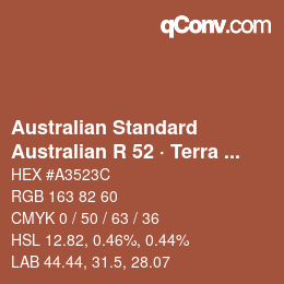 カラーコード: Australian Standard - Australian R 52 · Terra Cotta | qconv.com