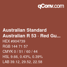 Farbcode: Australian Standard - Australian R 53 · Red Gum | qconv.com