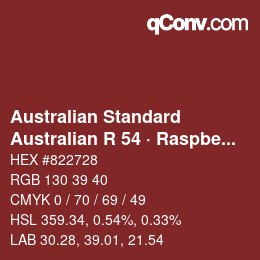 Código de color: Australian Standard - Australian R 54 · Raspberry | qconv.com