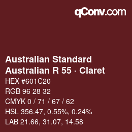 Farbcode: Australian Standard - Australian R 55 · Claret | qconv.com