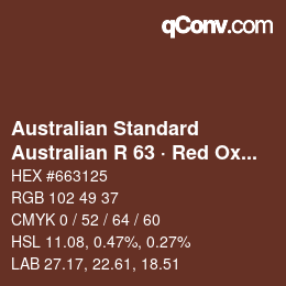 Code couleur: Australian Standard - Australian R 63 · Red Oxide | qconv.com