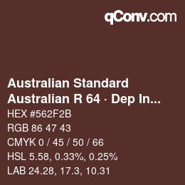 カラーコード: Australian Standard - Australian R 64 · Dep Indian Red | qconv.com