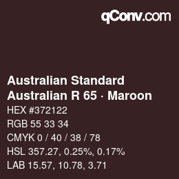 Code couleur: Australian Standard - Australian R 65 · Maroon | qconv.com