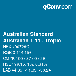 Code couleur: Australian Standard - Australian T 11 · Tropical Blue | qconv.com