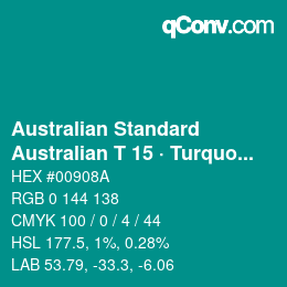 Código de color: Australian Standard - Australian T 15 · Turquoise | qconv.com