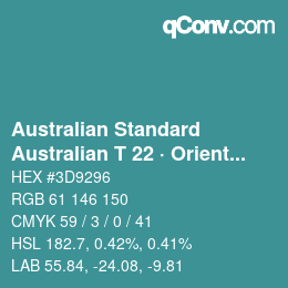 Code couleur: Australian Standard - Australian T 22 · Oriental Blue | qconv.com