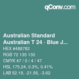 Farbcode: Australian Standard - Australian T 24 · Blue Jade | qconv.com