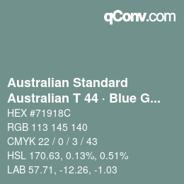Código de color: Australian Standard - Australian T 44 · Blue Gum | qconv.com
