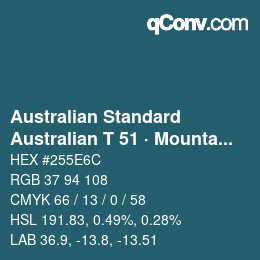 Código de color: Australian Standard - Australian T 51 · Mountain Blue | qconv.com