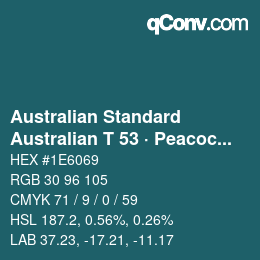 Farbcode: Australian Standard - Australian T 53 · Peacock Blue | qconv.com