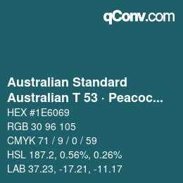 カラーコード: Australian Standard - Australian T 53 · Peacock Blue | qconv.com