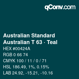 Farbcode: Australian Standard - Australian T 63 · Teal | qconv.com