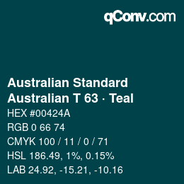 Código de color: Australian Standard - Australian T 63 · Teal | qconv.com