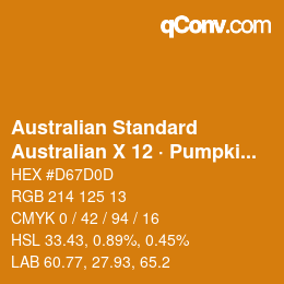 Código de color: Australian Standard - Australian X 12 · Pumpkin | qconv.com