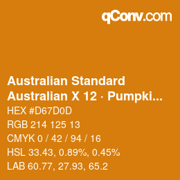 カラーコード: Australian Standard - Australian X 12 · Pumpkin | qconv.com