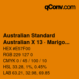 Farbcode: Australian Standard - Australian X 13 · Marigold | qconv.com