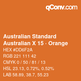 Código de color: Australian Standard - Australian X 15 · Orange | qconv.com