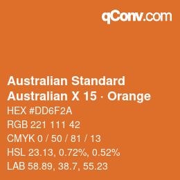 Code couleur: Australian Standard - Australian X 15 · Orange | qconv.com
