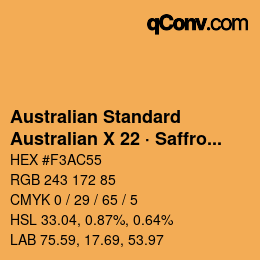 Código de color: Australian Standard - Australian X 22 · Saffron | qconv.com