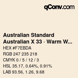 Farbcode: Australian Standard - Australian X 33 · Warm White | qconv.com