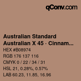 カラーコード: Australian Standard - Australian X 45 · Cinnamon | qconv.com