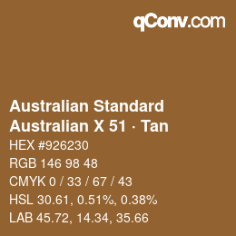 Código de color: Australian Standard - Australian X 51 · Tan | qconv.com