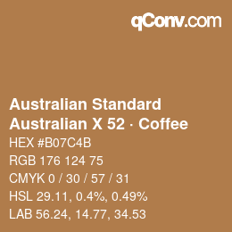 Código de color: Australian Standard - Australian X 52 · Coffee | qconv.com