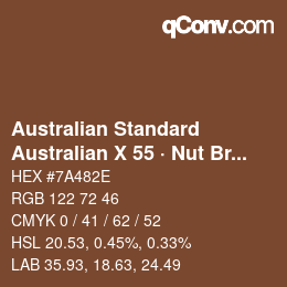 Farbcode: Australian Standard - Australian X 55 · Nut Brown | qconv.com