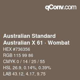 Código de color: Australian Standard - Australian X 61 · Wombat | qconv.com