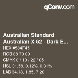 Code couleur: Australian Standard - Australian X 62 · Dark Earth | qconv.com