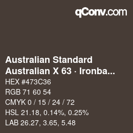 颜色代码: Australian Standard - Australian X 63 · Ironbark | qconv.com