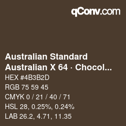 Código de color: Australian Standard - Australian X 64 · Chocolate | qconv.com