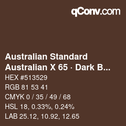 Código de color: Australian Standard - Australian X 65 · Dark Brown | qconv.com