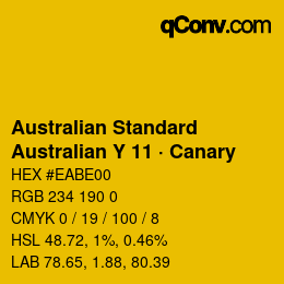 Code couleur: Australian Standard - Australian Y 11 · Canary | qconv.com