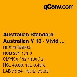 Código de color: Australian Standard - Australian Y 13 · Vivid Yellow | qconv.com