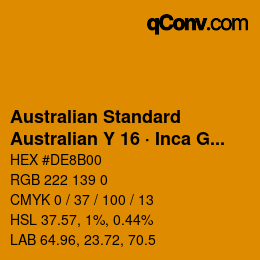 Código de color: Australian Standard - Australian Y 16 · Inca Gold | qconv.com