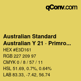 Farbcode: Australian Standard - Australian Y 21 · Primrose | qconv.com