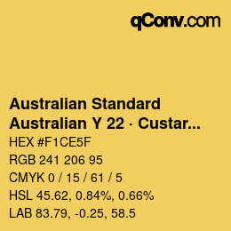 Code couleur: Australian Standard - Australian Y 22 · Custard | qconv.com