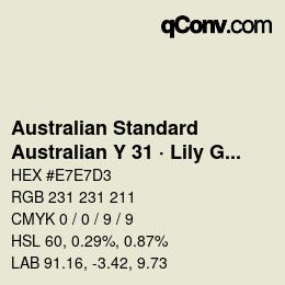 カラーコード: Australian Standard - Australian Y 31 · Lily Green | qconv.com