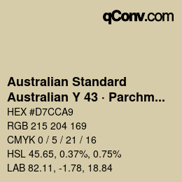 Código de color: Australian Standard - Australian Y 43 · Parchment | qconv.com