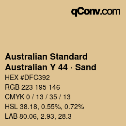 カラーコード: Australian Standard - Australian Y 44 · Sand | qconv.com